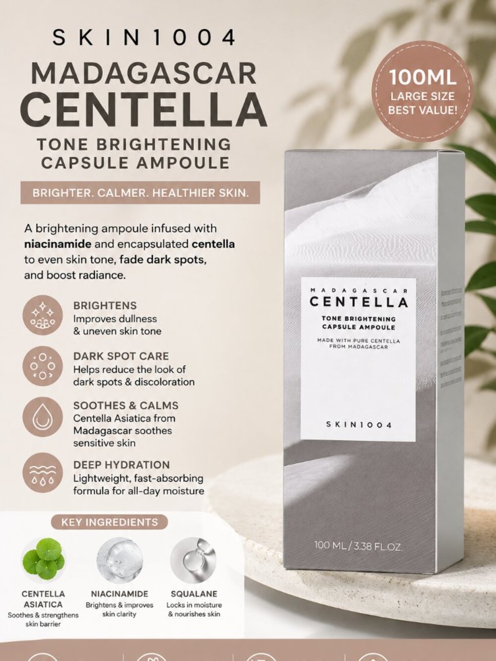 SKIN1004 Madagascar Centella Tone Brightening Capsule Ampoule 100ml New K-Beauty